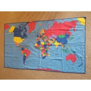 Homemade world map tapestry wall decoration rectangle 96" x 23"